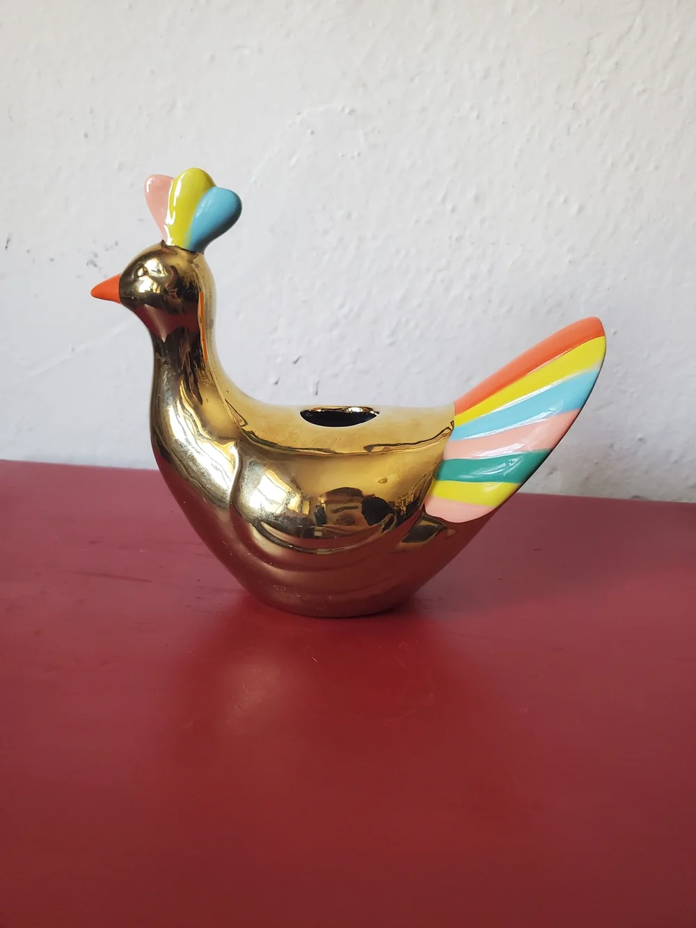 Oh Joy! Gold & Rainbow Ceramic Peacock Candle Holder